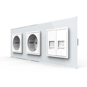 LIVOLO Glassteckdose Schuko Steckdose + Netzwerk LAN Datendose Glas UP Weiß - Bild 1 von 9