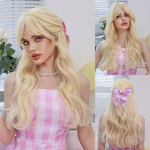 Barbie Gold Wig Long Curly Hair Middle Parting High quality Chemical Fiber Wig - Picture 1 of 14