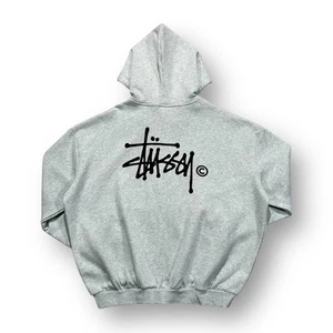 Stussy Zip Logo Hoodie Grey Large - Picture 1 of 7