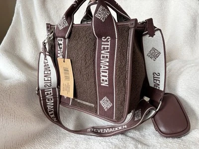 Steve Madden BWEBBER Sherpa Satchel Crossbody Bag - Coffee Brown - Image 1 of 4