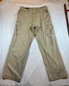 Polo Ralph Lauren 36x32 Pants Mens Khaki Cargo Military Army Y2K Chino VTG Prep - Picture 1 of 24