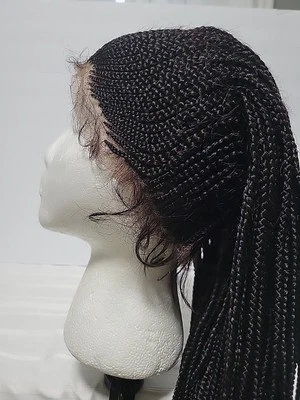 Dark Brown 22" Braided Cornrow Style Wig Transparent Lace Front Full Coverage - Image 1 of 4
