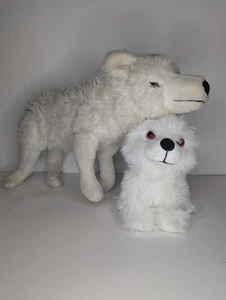 Set 2 Red Eye Game of Thrones Ghost Dire Wolf Direwolf Plush Toy White Cub HBO - Picture 1 of 16