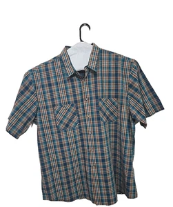 Camisa Pendleton Para Hombres XXL Azul A Cuadros Manga Corta Verano Ligera Algodón Casua - Imagen 1 de 15
