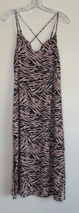 Warehouse Dress Size 8 Pink Black Animal Zebra Print Midi Strappy - Picture 1 of 13