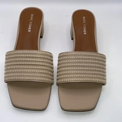 Marc Fisher Tan Textile Upper Sandals Block Heel Size 7.5 M - Image 1 of 4