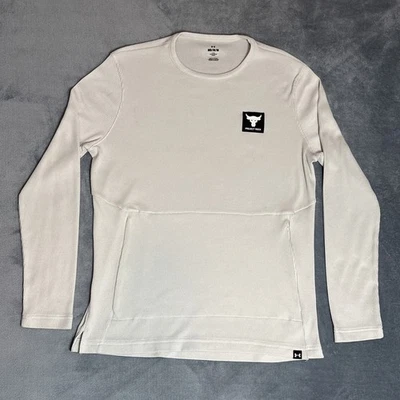 Under Armour Project Rock White Waffle Knit Front Pouch Lightweight Shirt Mens M - Image 1 of 4