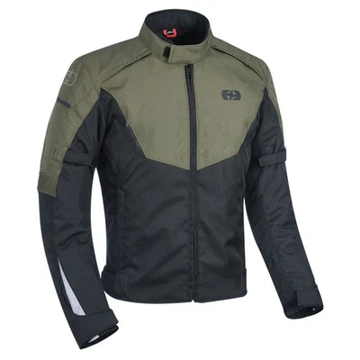 OXFORD DELTA MENS TEXTILE SHORT WATERPROOF MOTORCYCLE JACKET - BLACK GREEN - Image 1 of 4
