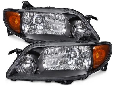 Headlights Pair Set Halogen w/Metal Bezel Fits 01-03 Mazda Protege 4Dr Only - Image 1 of 4