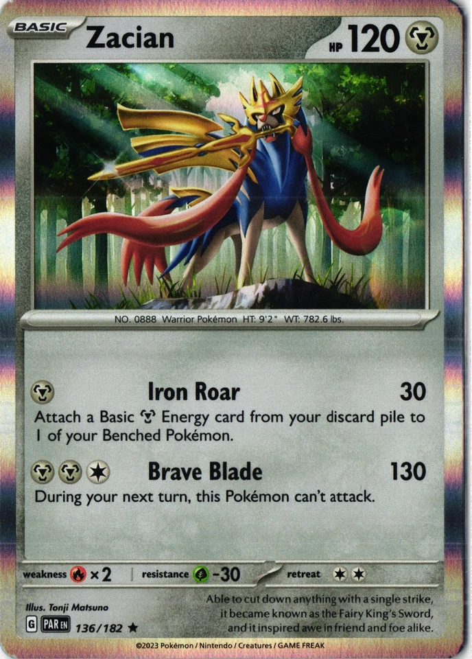 Zacian Holo Rare SV04: Paradox Rift PAR EN 136/182 NM - Image 1 of 1