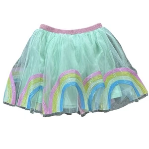 J.Crew Crewcuts Girls green tulle skirt with sequin rainbows Size 10 - Picture 1 of 7