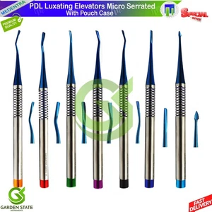 Dental PDL Luxating Root Elevators Precise Periotomes Titanium Set Of 7 + Case - Picture 1 of 9