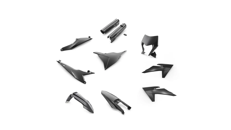 Kit de carrocería de moto de cross KTM negra original versión enduro. Contiene todo pastel de plástico... Foto 1 de 3