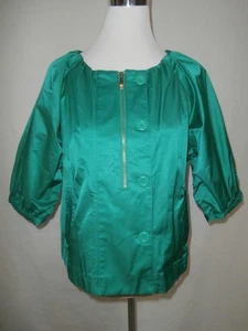 Chaqueta Elle Talla XL Verde Azulado Cremallera Botón Frontal Manga 3/4 Sedosa Nueva con Etiqueta Nueva con Etiquetas - Imagen 1 de 5