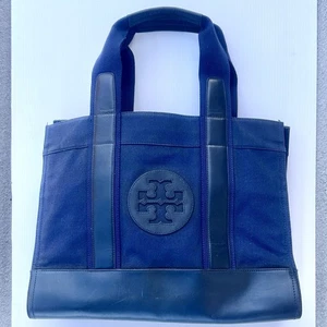 Tory Burch Ella Tasche Denim Lack Beuteltasche Tasche X Large Jacquard 16x13! Selten! - Bild 1 von 8