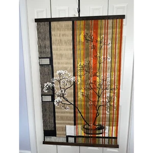 R Bushong Wall Hanging Tapestry MCM Floral Art Decor Textile Signed - Picture 1 of 9