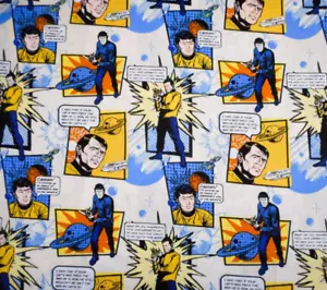 Star Trek Fabric By Half-Yard Cast Quotes Spock Kirk 2017 Camelot Cotton #N Rare - Picture 1 of 2