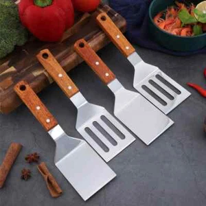 Pala de cocina con mango de madera de acero inoxidable - Imagen 1 de 10