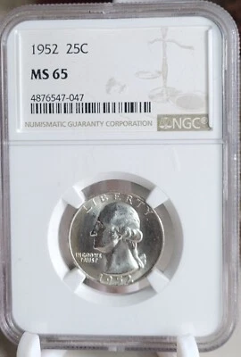 1952 Washington Quarter 25c NGC MS 65 - Image 1 of 2