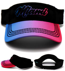 Miami New Free Style Vice Heat City Ed. Black Pink Teal Multi Era Visor Hat Cap