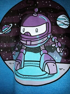 District Robot Cyan Graphic TShirt Size Large Great Cond Clean 21.5"in X 29.5"in - Picture 1 of 5