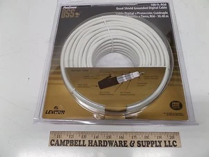 TV Coaxial RG6 Grounded Digital Coaxial Audio Cable 100' Leviton White Satellite - Imagen 1 de 4