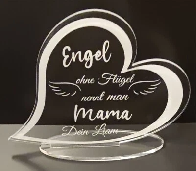 Geschenk zum Muttertag Geschenkidee Acryl Herz mit Wunschgravur personalisiert - Bild 1 von 2