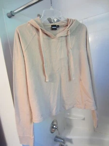 NWT women's cropped long sleeve hoodie monob Size L beige color - Picture 1 of 13