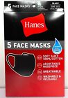 5 Pack Hanes Face Masks - Black Cotton Reusable Cover Face mask Cloth Facemask