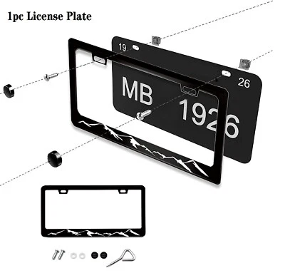 1 pieza se adapta a Nissan Jeep Mountain elevado negro marco de matrícula de coche cubierta de metal Foto 1 de 4