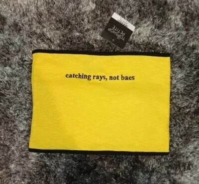 New Topshop Petites Yellow Black Rib Stretch Bandeau Crop Top UK 8 Sold Out - Image 1 of 4