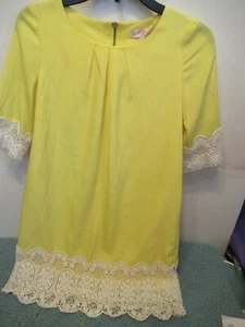 (DD) GB Girls Size Small yellow Dress Lined with Off White Lace on Hem - Picture 1 of 8