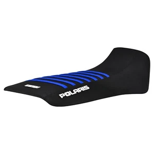 1996-04 Polaris Sportsman 335-700 Seat Cover ALL BLACK/TM BLUE rib LOGO #218 - Picture 1 of 5