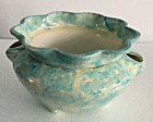 Medium African Violet Self -Watering Ceramic Pot /sponged green underglaze (M44)