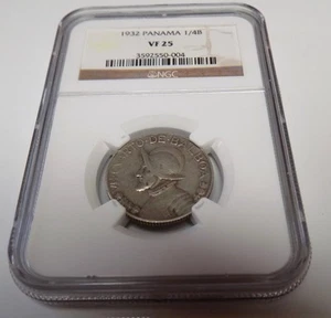 PANAMA 1932 1/4B 1/4 Balboa NGC VF25 VF 25 Panamanian NGC Certified Coin - Picture 1 of 6