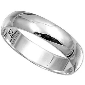 Solid Sterling Silver Plain Band Polished Ring 4mm Band Sizes G-Z Wedding Thumb - Picture 1 of 5