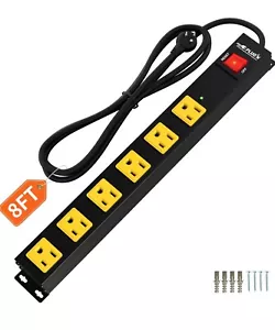 Protector contra sobretensiones Power Strip 2700J, tira eléctrica de alta resistencia 8 pies - Imagen 1 de 11