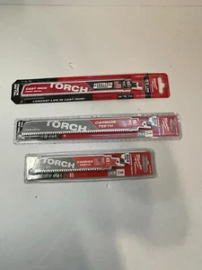 3 pack lot w/ 9 blades total Milwaukee Torch sawzall Blades Carbide teeth - Picture 1 of 6