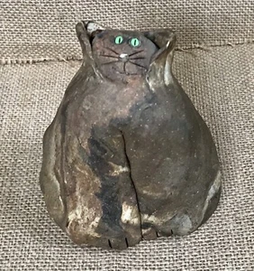 Vintage Art Pottery Chonk Cat Bell Fat Kitty Kitsch Whimsical Cottage Core - Picture 1 of 8
