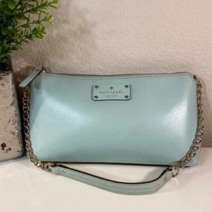 KATE Spade Wellesley Byrd Leather Chain Shoulder Bag Purse Robins Egg - Picture 1 of 13