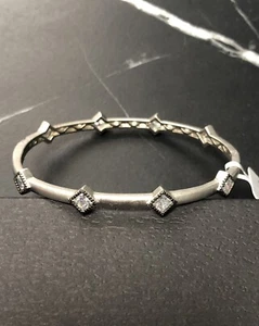 FREIDA ROTHMAN Sterlingsilber zweifarbig CZ Station Scharnier Armreif Armband *** Neu mit Etikett - Bild 1 von 8