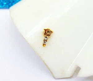 22k Gold Plated Ethnic Nose Ring Indian Stud Nose Ear Pin Women's Gift Jewelry - Picture 1 of 5