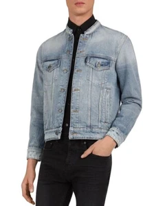 $295 The Kooples Paris Blue Denim Trucker Jacket M - Picture 1 of 6