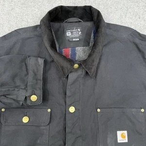 Carhartt Blanket Lined Duck Chore Coat Jacket Black 2XL 103825-BLK Loose Fit - Picture 1 of 9