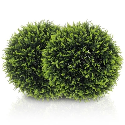 HOMCOM Set of 2 Artificial Plant Topiary Balls, Faux Plants for Decor, Green - Image 1 of 4
