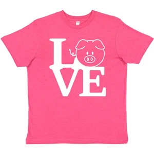 Inktastic I Love Pigs 2 Youth T-Shirt Pet Pig Lover Pot Belly Guinea Farm Cute - Picture 1 of 5