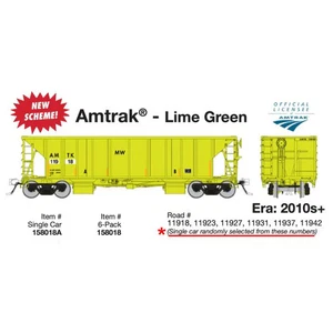 Rapido 158018A HO Scale NSC Ballast Car Amtrak AMTK Lime Green Single Car #11942 - Picture 1 of 1