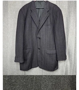 Cashmere Wool Angora Blazer 44L Gray Herringbone Calvin Klein Made in Italy - Picture 1 of 16