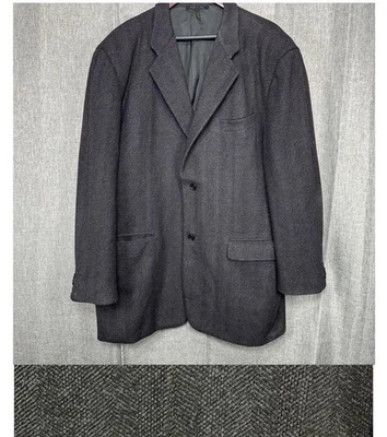 Cashmere Wool Angora Blazer 44L Gray Herringbone Calvin Klein Made in Italy - Image 1 of 4