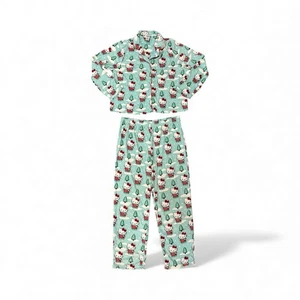 Hello Kitty Sanrio 2-teiliges Nachtwäsche Pyjama Set Seafoam Grün Weihnachten Large - Bild 1 von 4
